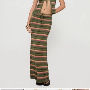 Striped Olive Maxi Skirt and Top set